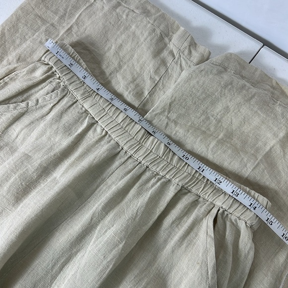 Karyn Seo Sz Medium Linen Cream Wide Leg Pants Pockets Lagenlook - Picture 4 of 10